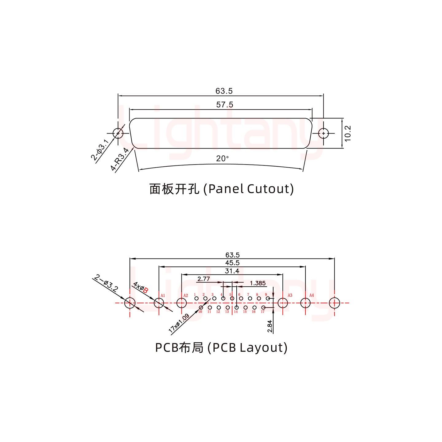 21W4公PCB直插板/鉚魚叉7.0/大電流10A