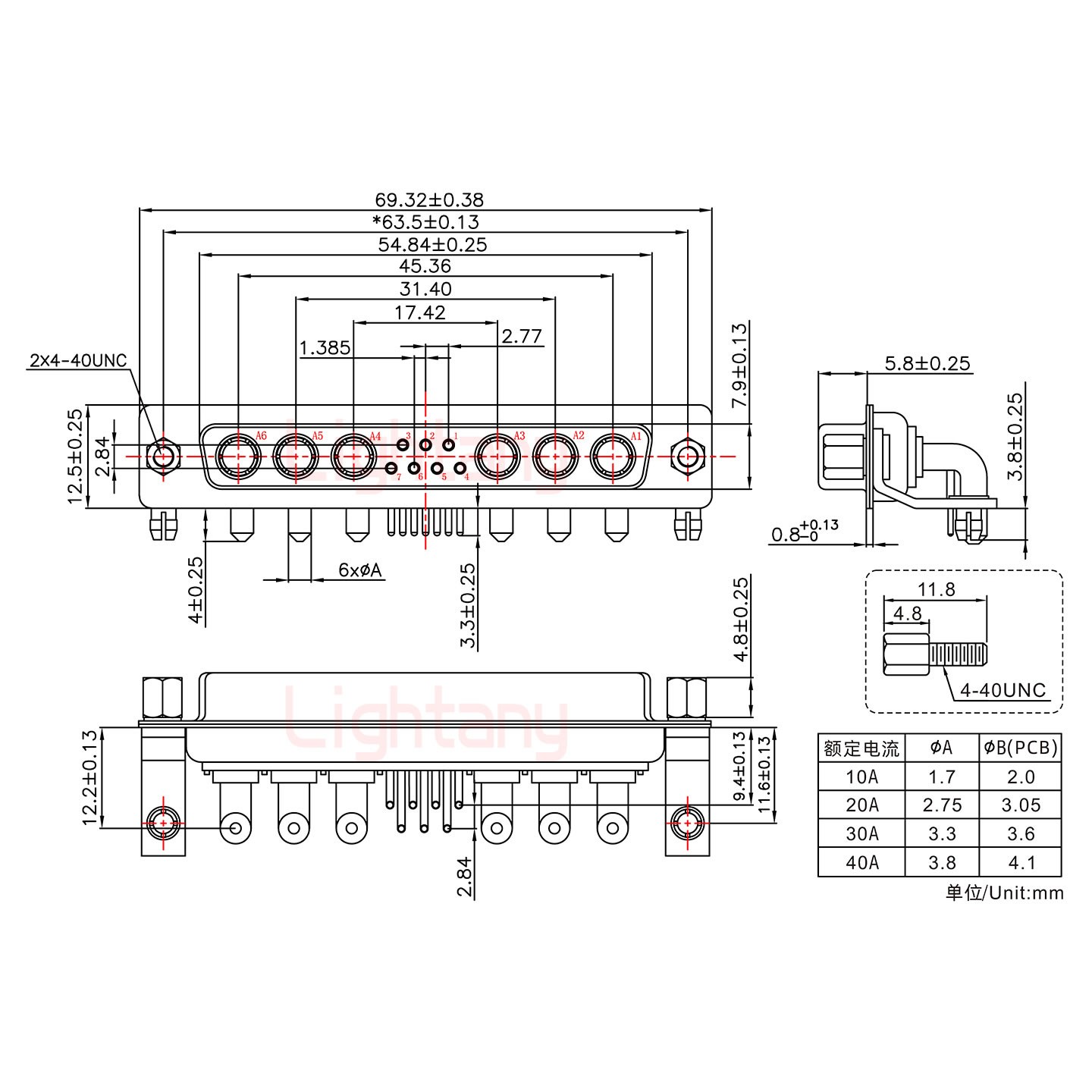 13W6A母PCB彎插板/鉚支架11.6/大電流10A