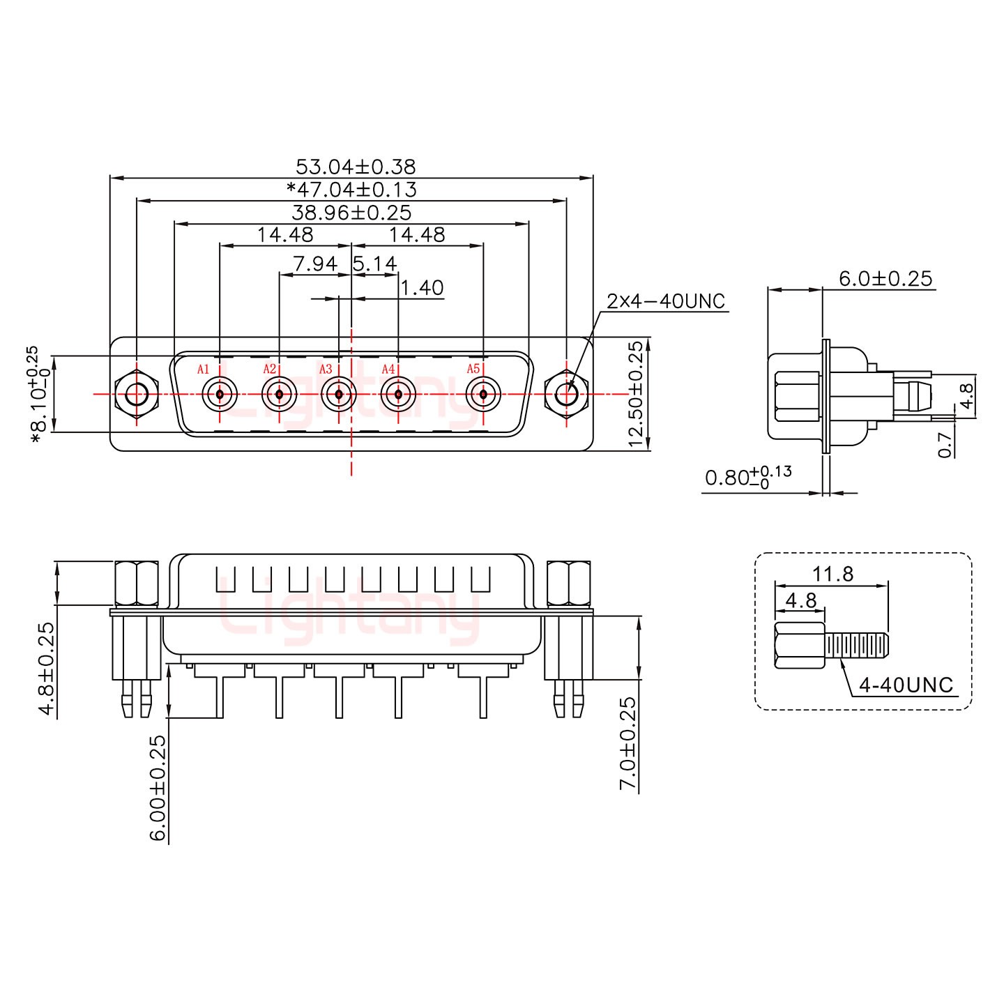 5W5公PCB直插板/鉚魚(yú)叉7.0/射頻同軸75歐姆