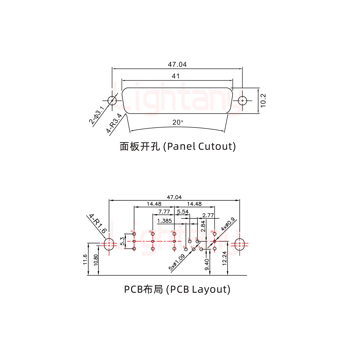 9W4公PCB彎插板/鉚支架10.8/射頻同軸75歐姆