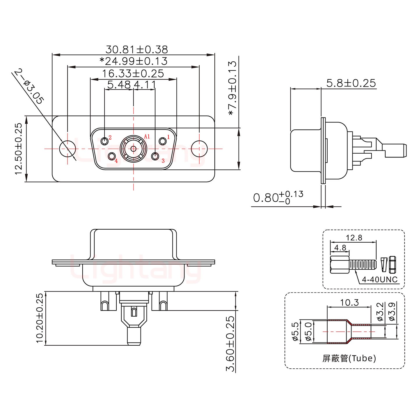 5W1母焊線式/配螺絲螺母/射頻同軸50歐姆