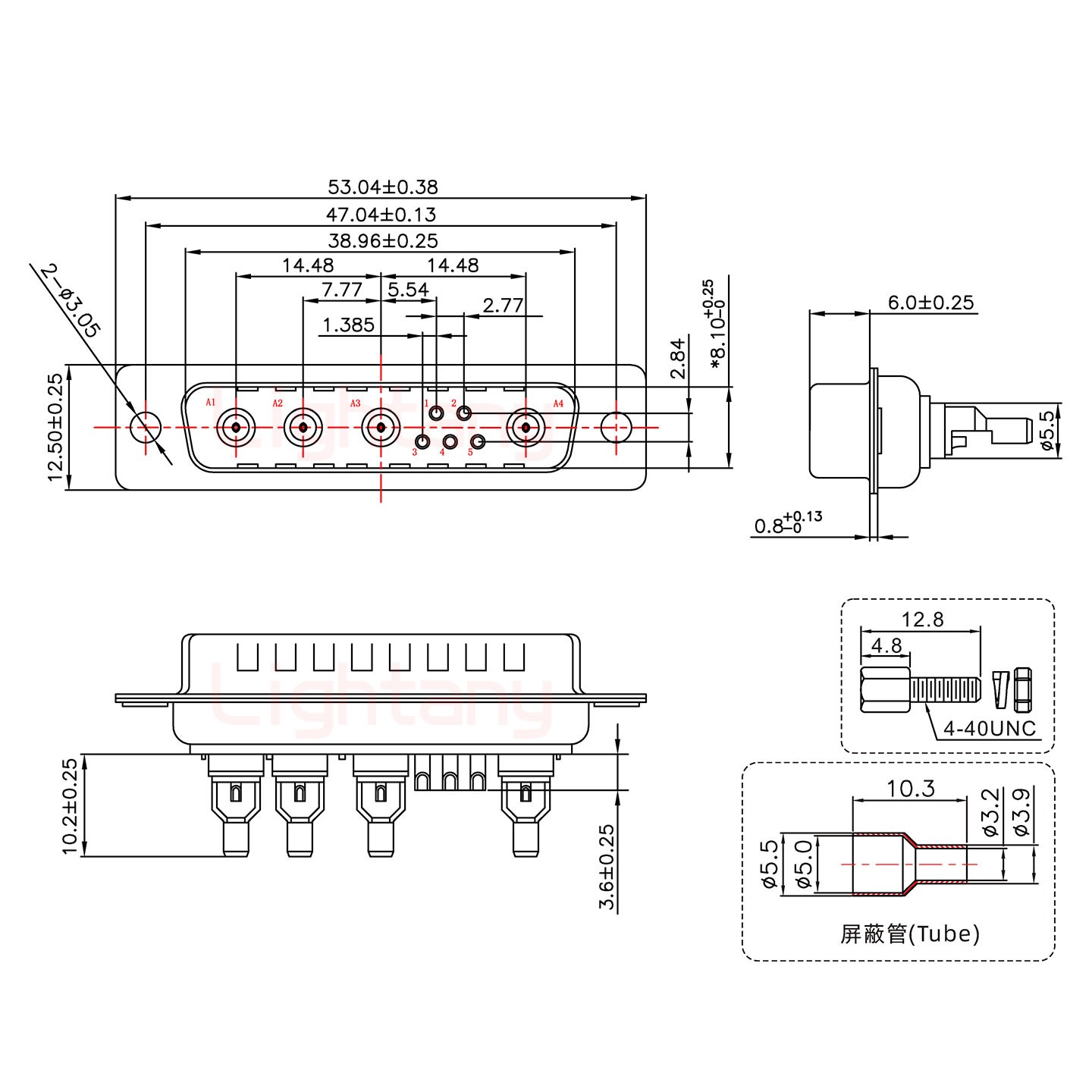 9W4公焊線式/配螺絲螺母/射頻同軸50歐姆