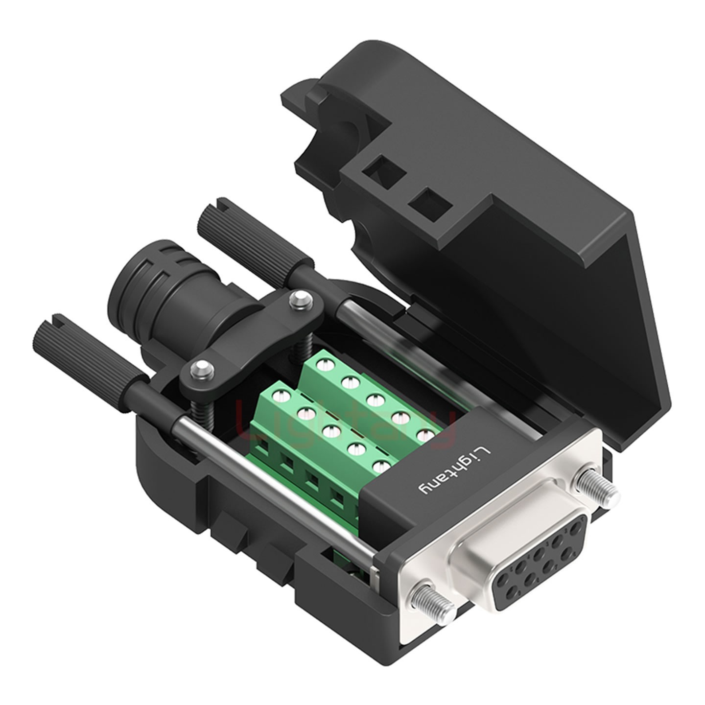 DB9 母 配螺桿 黑膠芯沖針