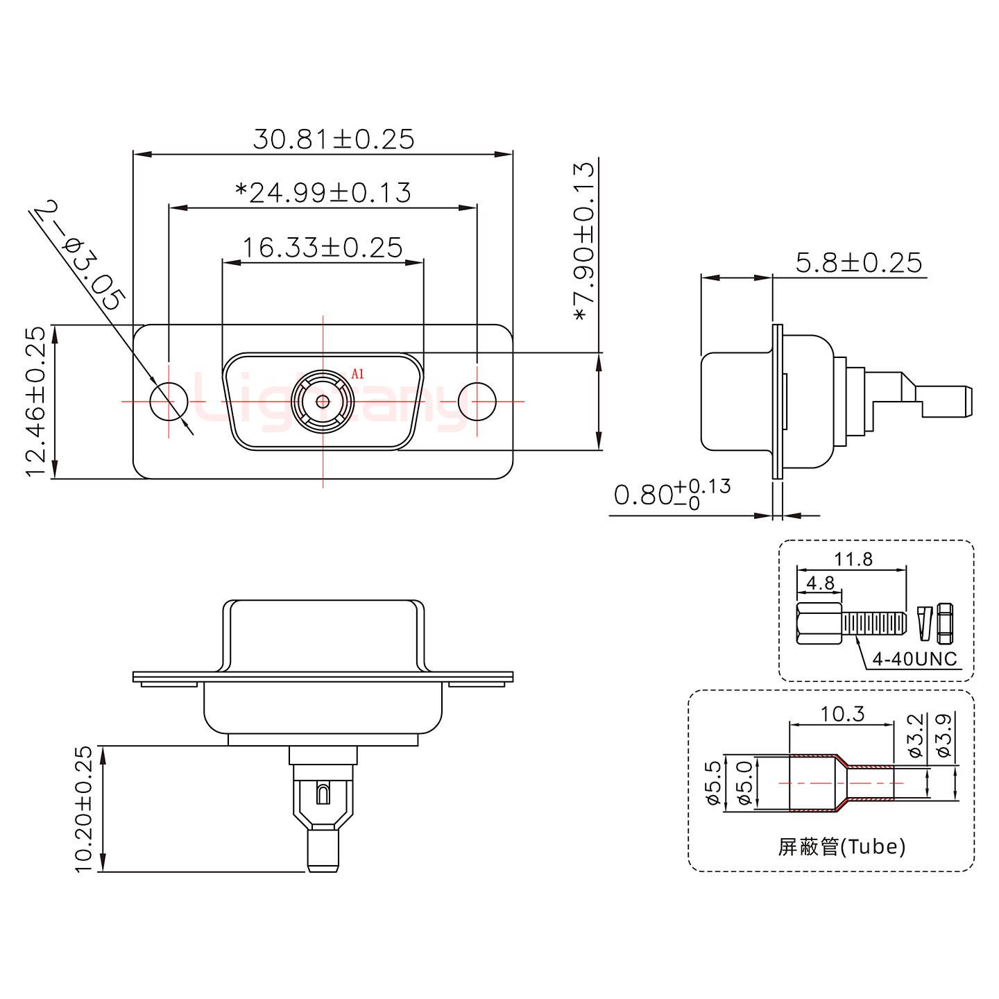 1W1母焊線(xiàn)式/配螺絲螺母/射頻同軸75歐姆