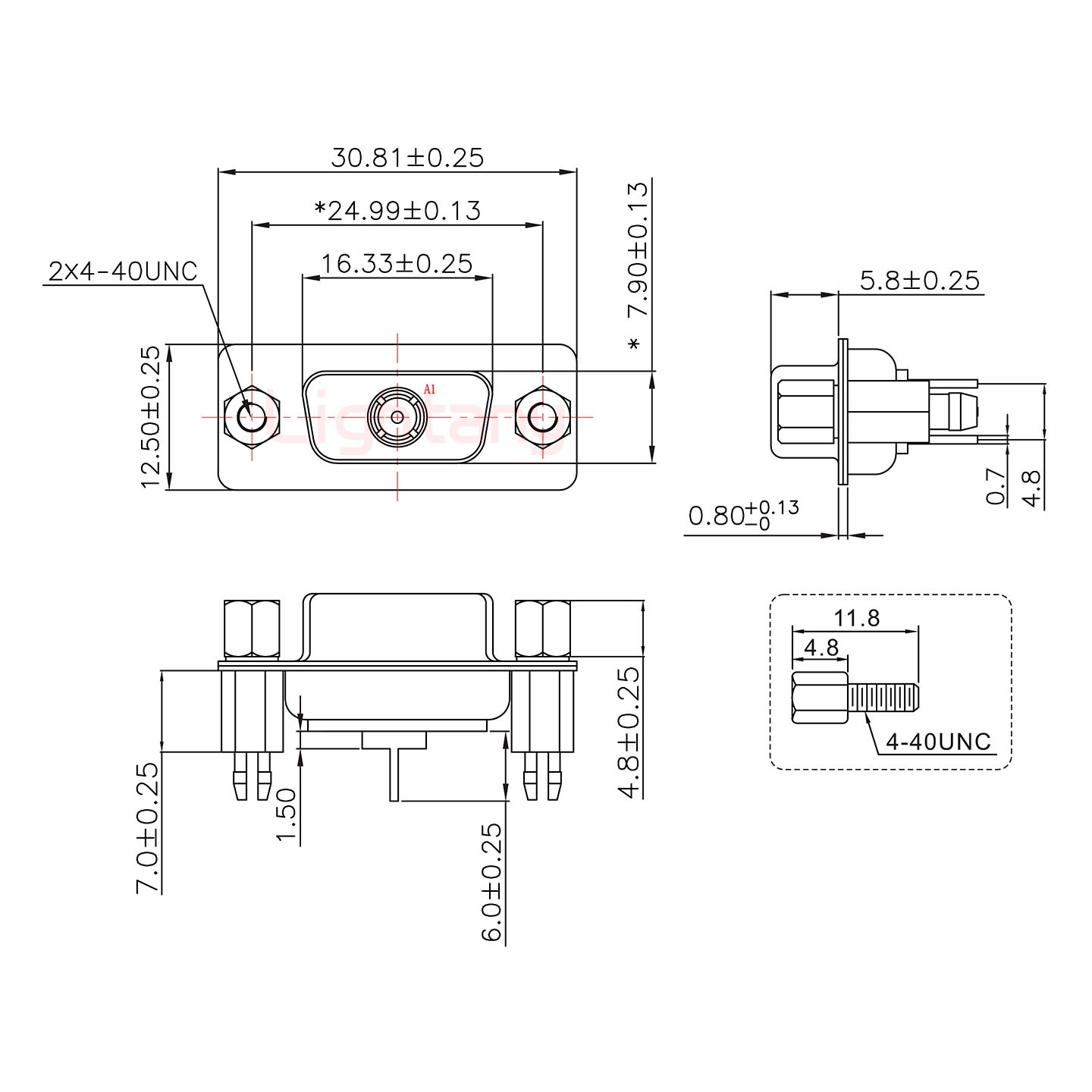 1W1母PCB直插板/鉚魚(yú)叉7.0/射頻同軸75歐姆