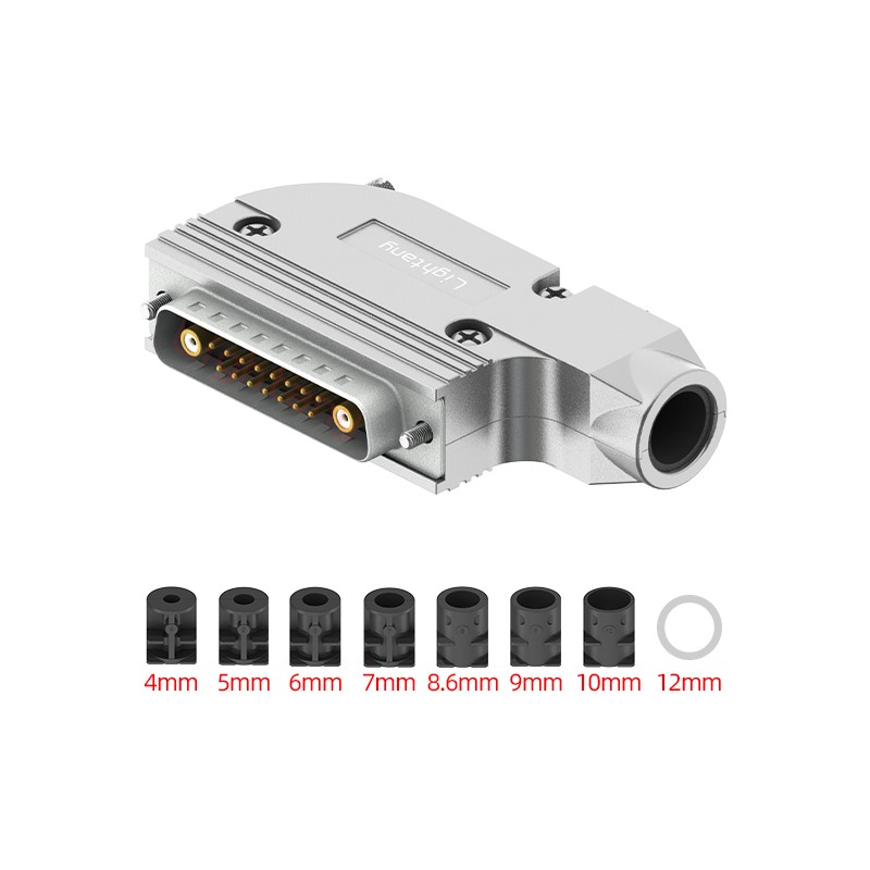 17W2公焊線式75歐姆+25P金屬外殼1015彎出線4~12mm