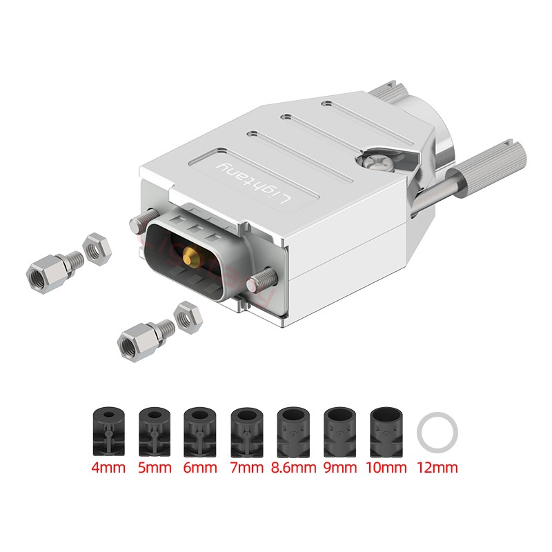 1W1公短體焊線40A+9P金屬外殼1707直出線4~12mm