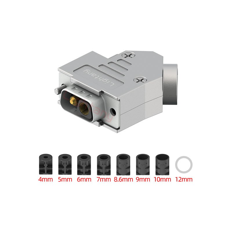 2V2公短體焊線40A+9P金屬外殼1392斜出線4~12mm