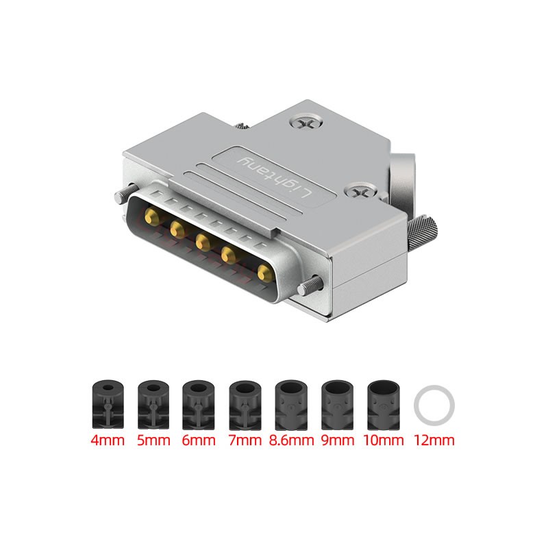 5W5公短體焊線40A+25P金屬外殼592斜出線4~12mm