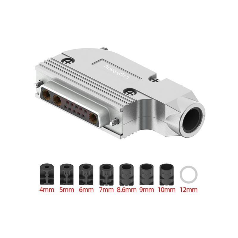 13W3母短體焊線40A+25P金屬外殼1015彎出線4~12mm