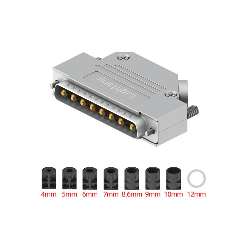 8W8公短體焊線10A+37P金屬外殼967斜出線4~12mm