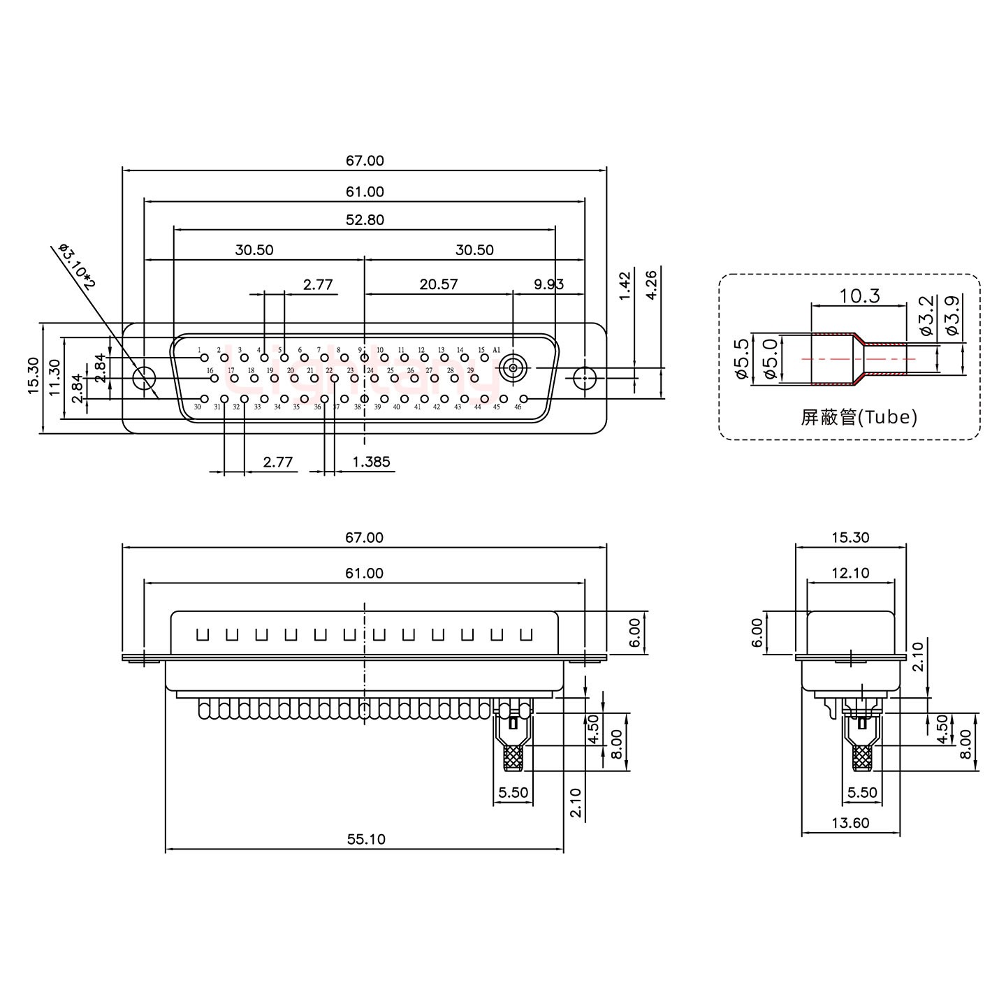 43W2公頭焊線(xiàn)+防水接頭/線(xiàn)徑10~16mm/射頻同軸75歐姆