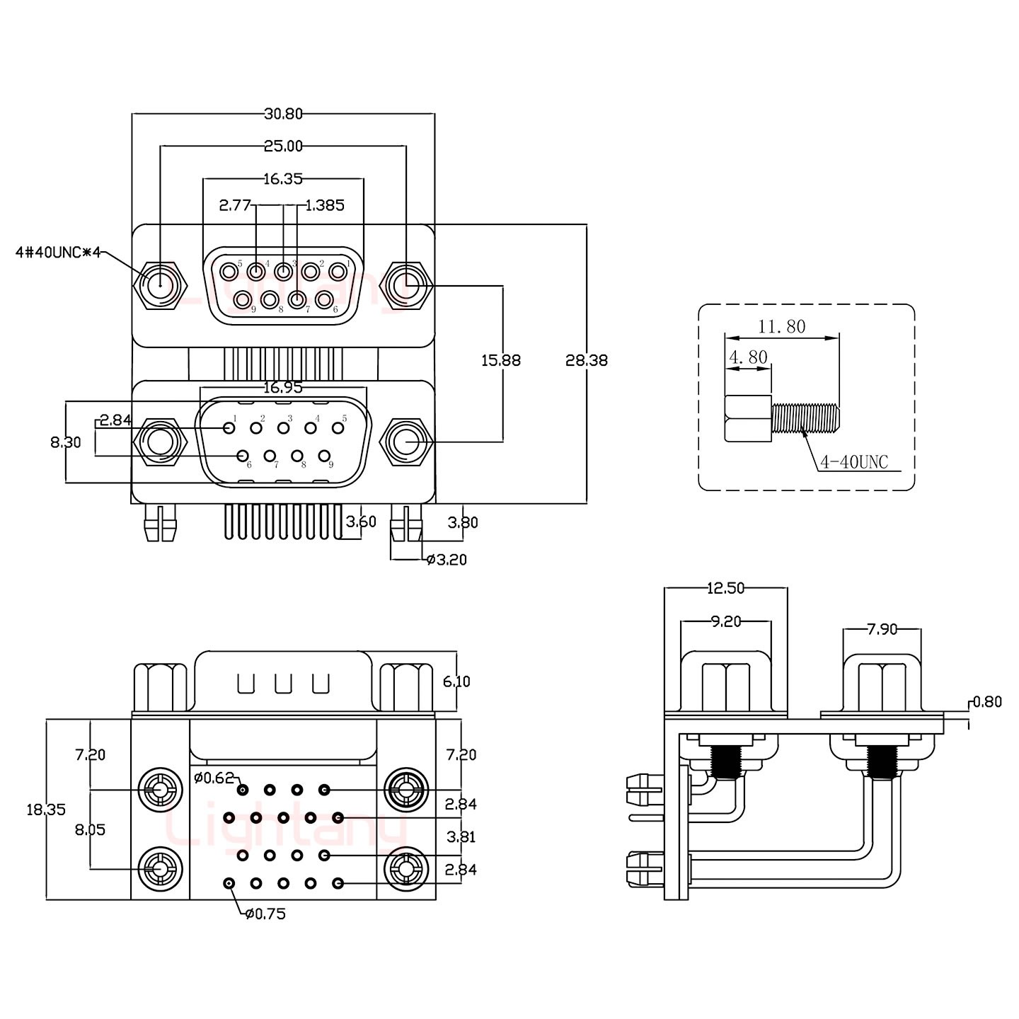 DR9 上母下公 間距15.88 車(chē)針雙胞胎 D-SUB連接器
