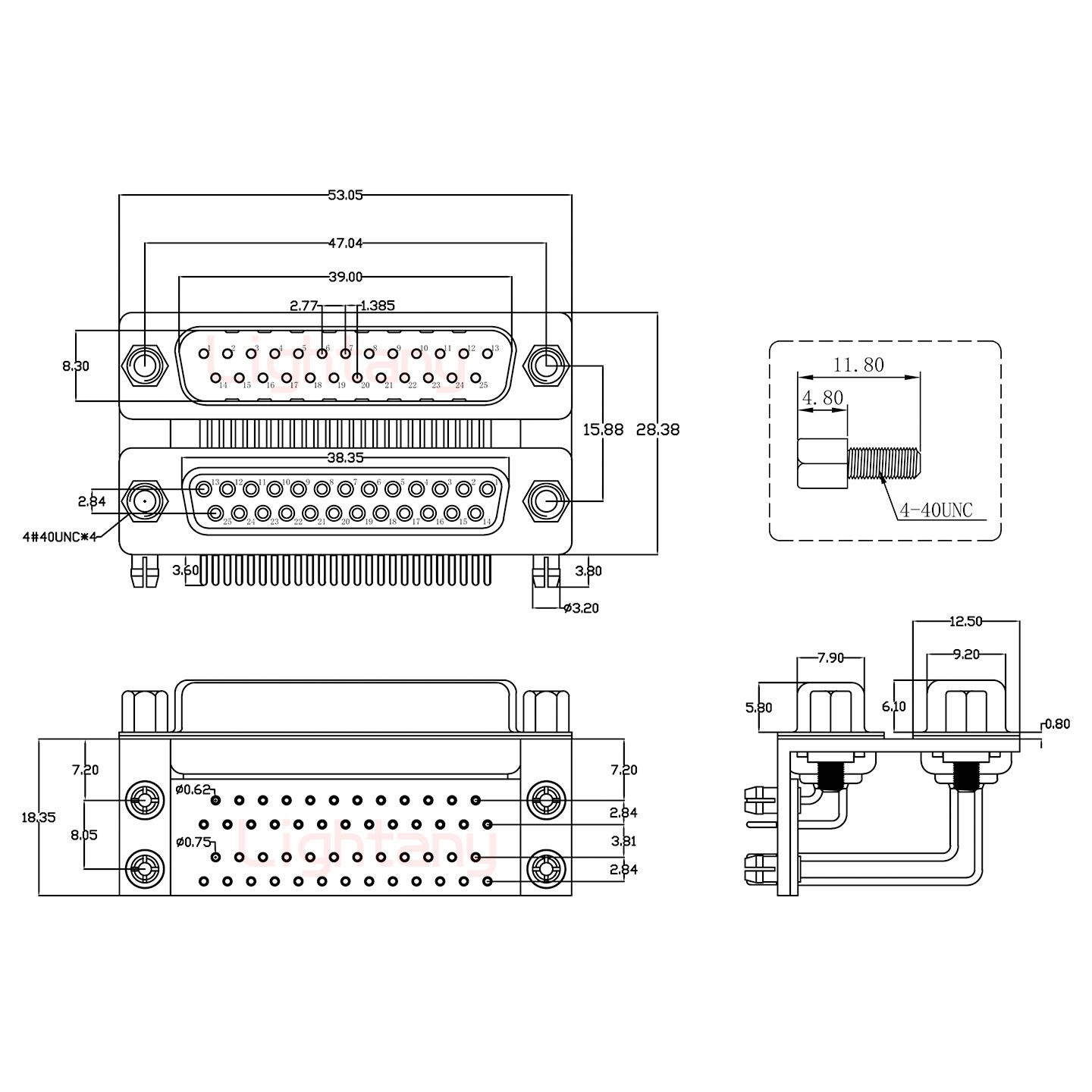 DR25 上公下母 間距15.88車(chē)針雙胞胎 D-SUB連接器