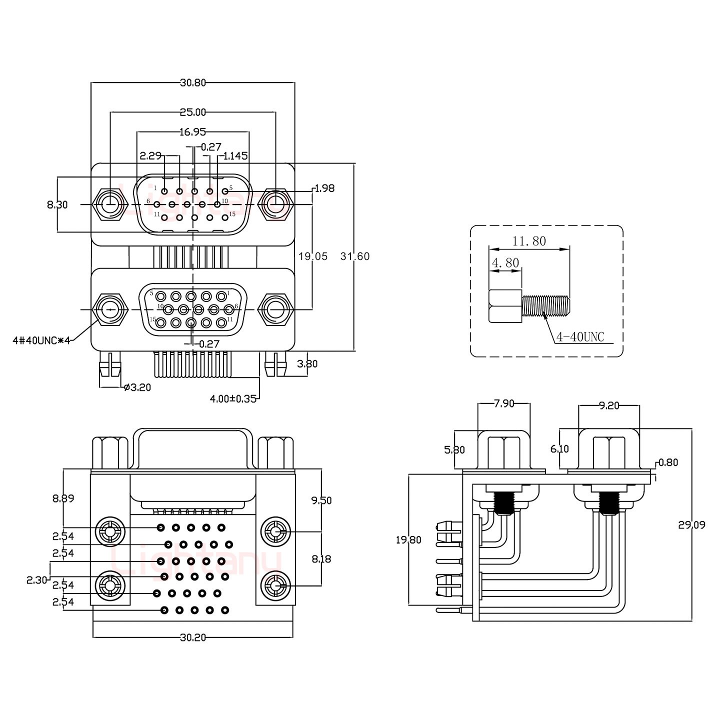 HDR15 上公下母 間距19.05車(chē)針雙胞胎 D-SUB連接器