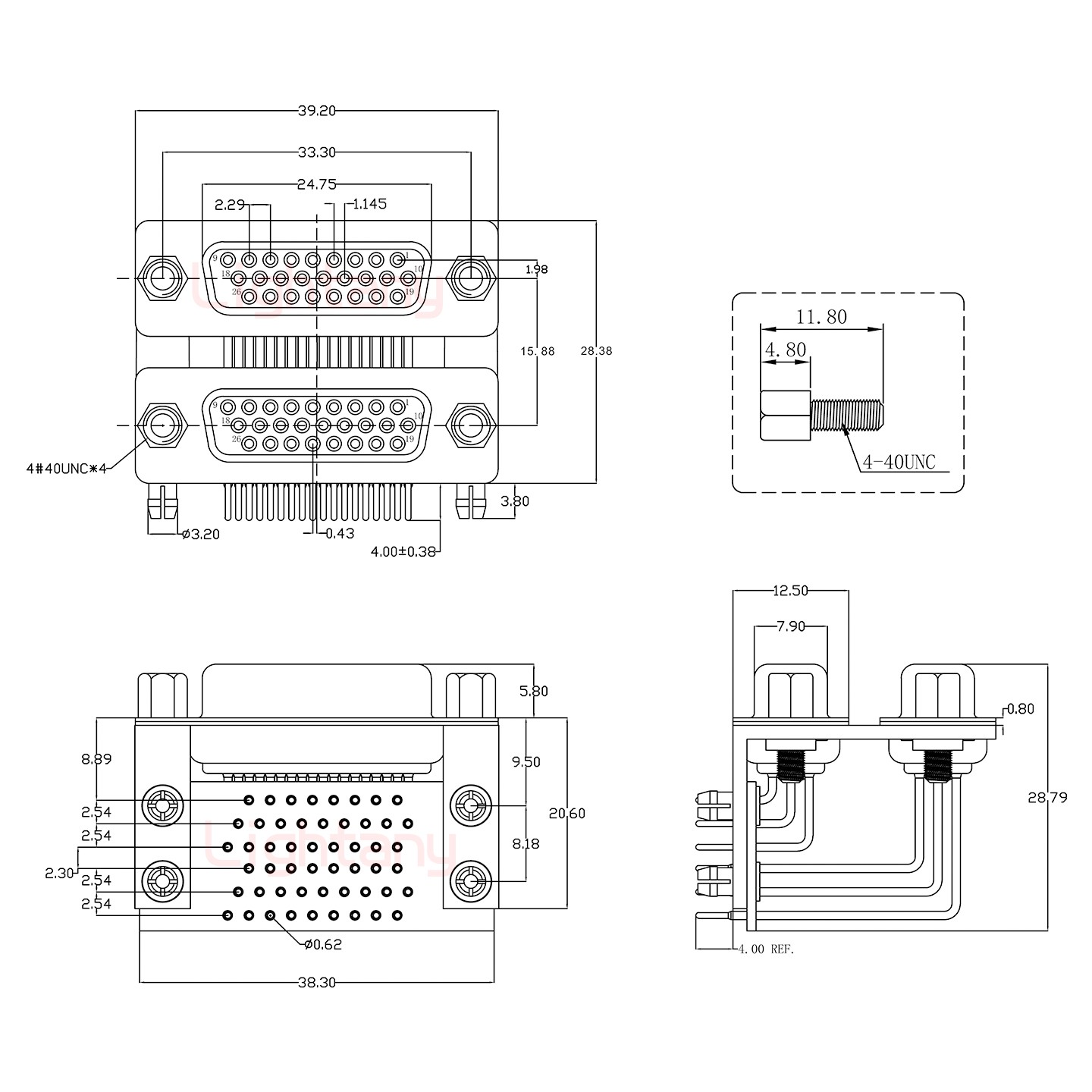 HDR26 母對(duì)母間距15.88車(chē)針雙胞胎 D-SUB連接器
