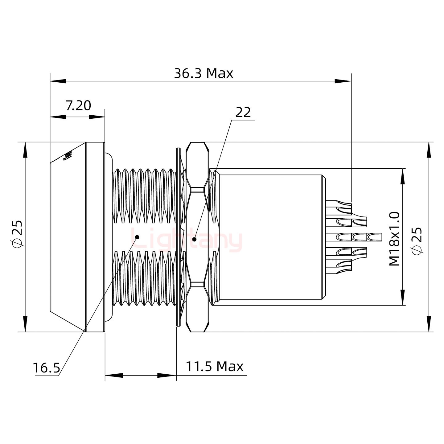HHG.3B.024.CLLP后螺母插座 水密封