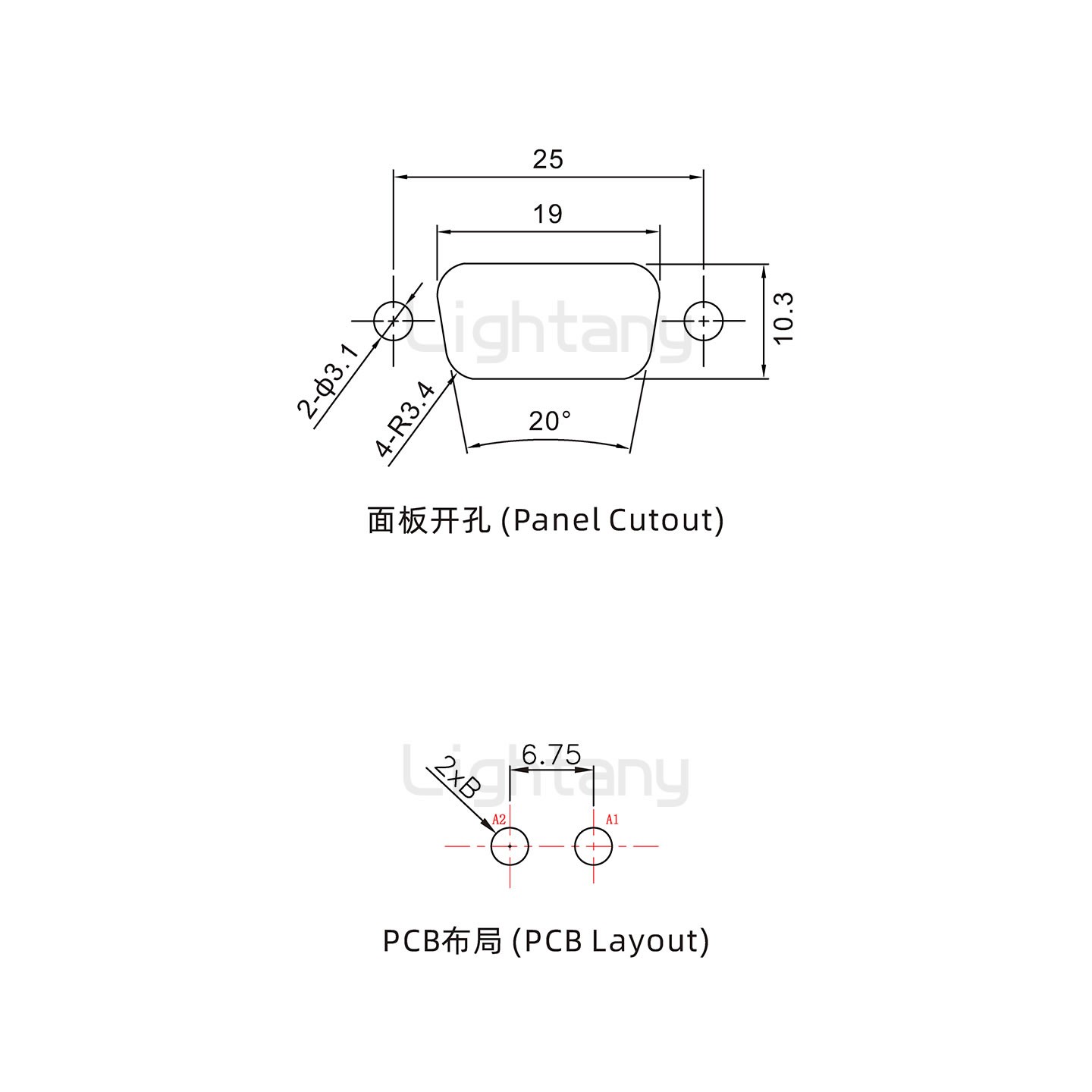 防水2W2母直插板/鎖螺絲/大電流40A