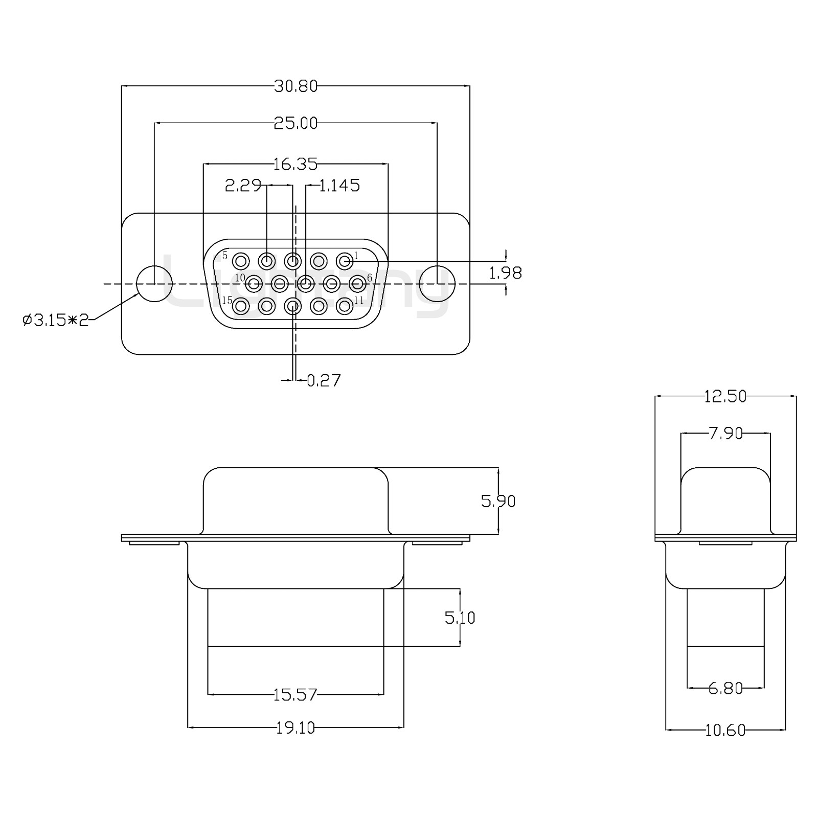 HDB15母冷壓車針