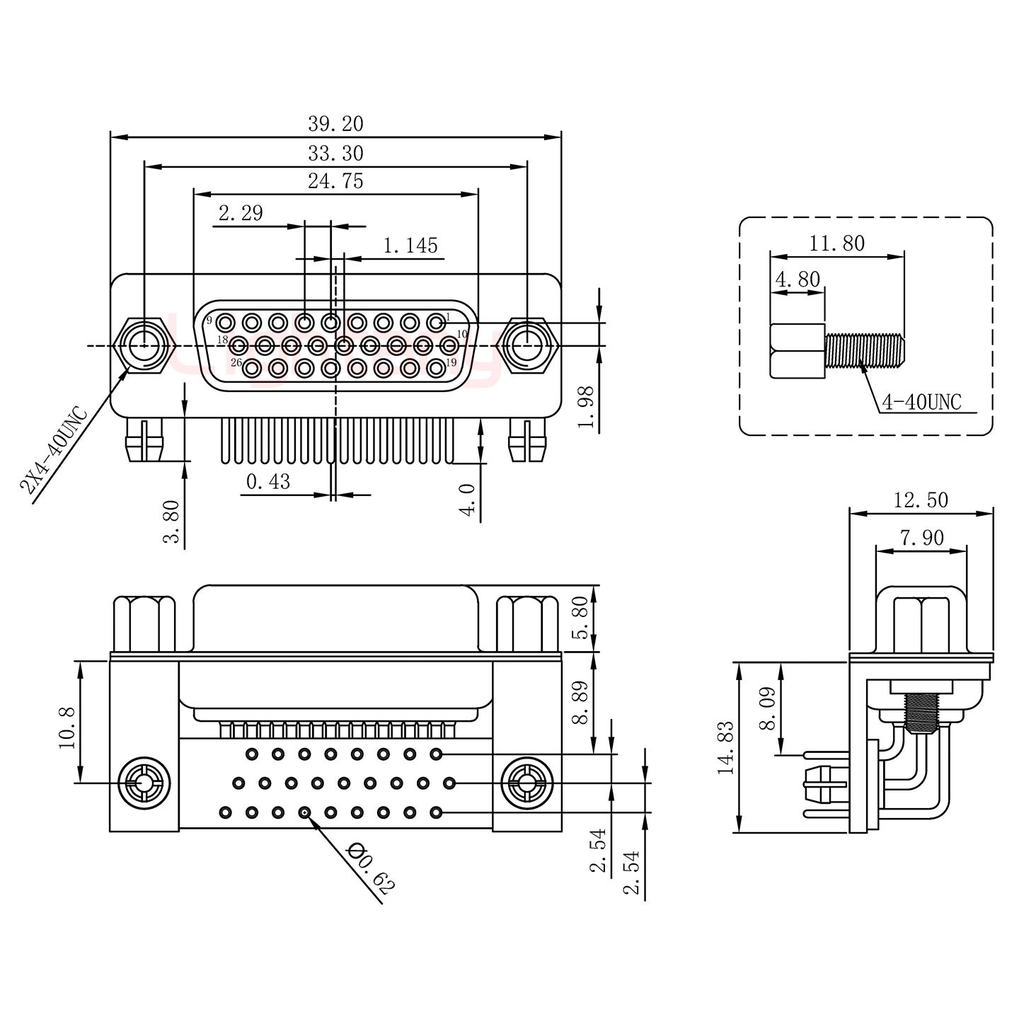 HDR26 母 彎插板8.89金屬支架10.8 鎖螺絲 車針