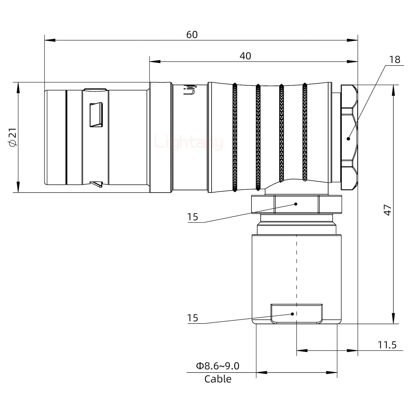 FHG.3K.020.CLAC90推拉自鎖彎式插頭