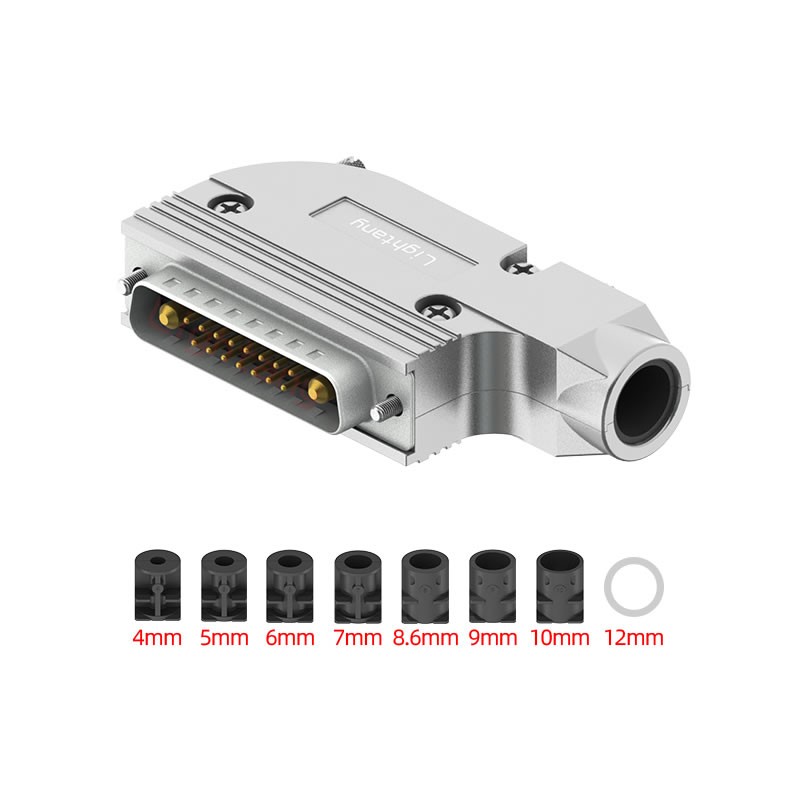 17W2公短體焊線40A+25P金屬外殼1015彎出線4~12mm