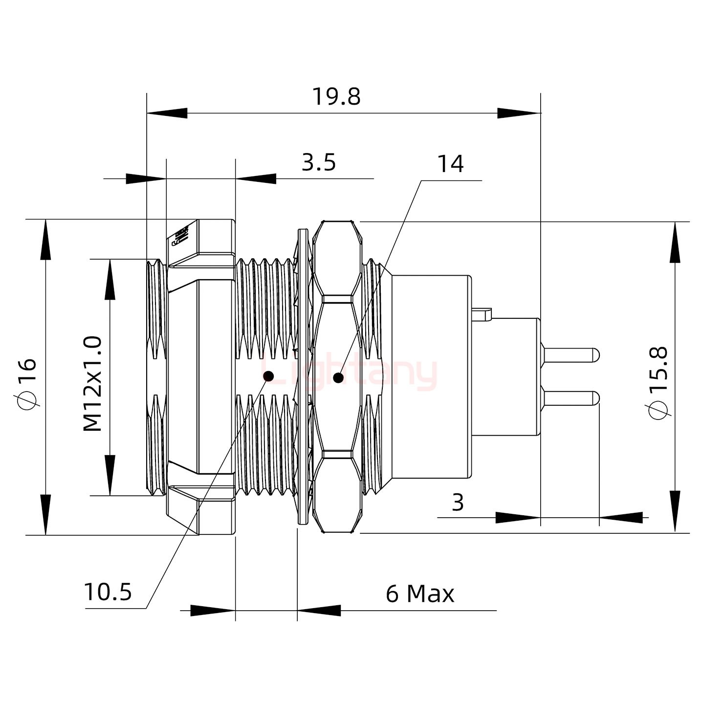 ECG.1B.002.CLN推拉自鎖雙螺母插座 直插板