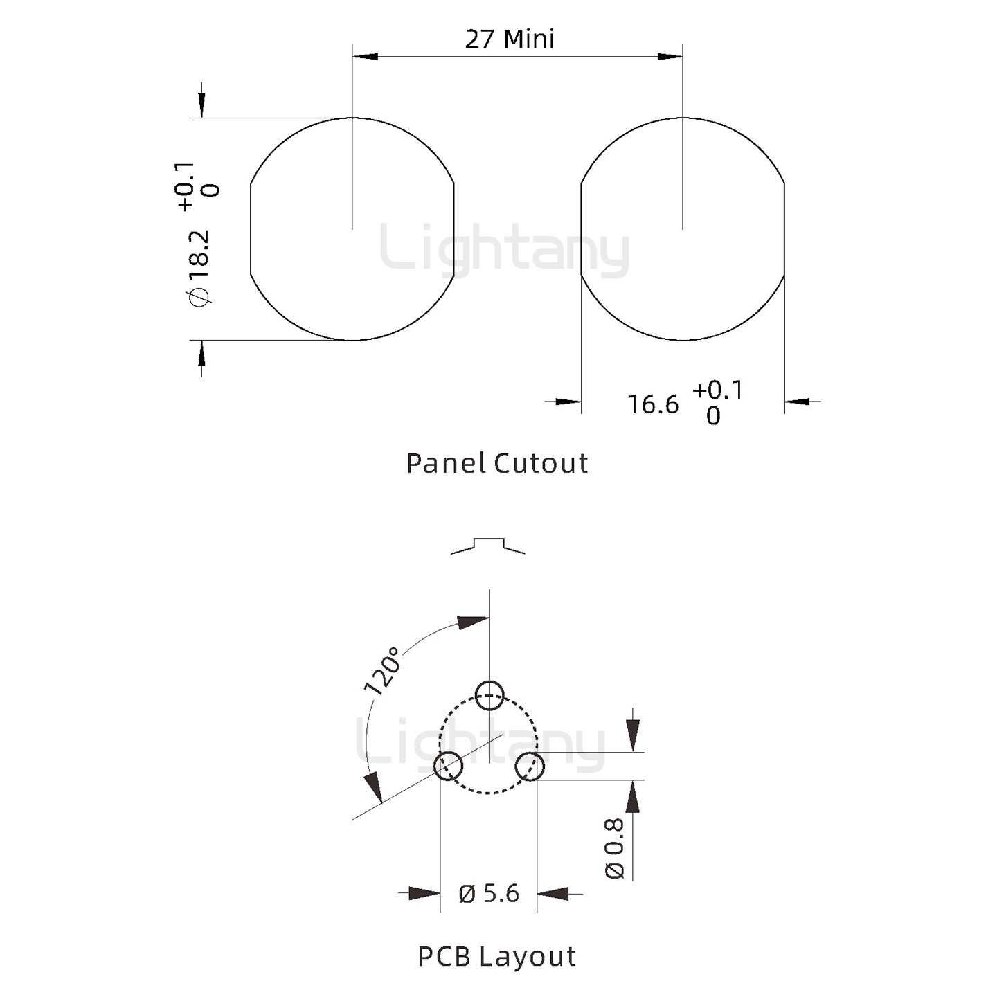 ECG.3B.003.CLN雙螺母插座 PCB直插板
