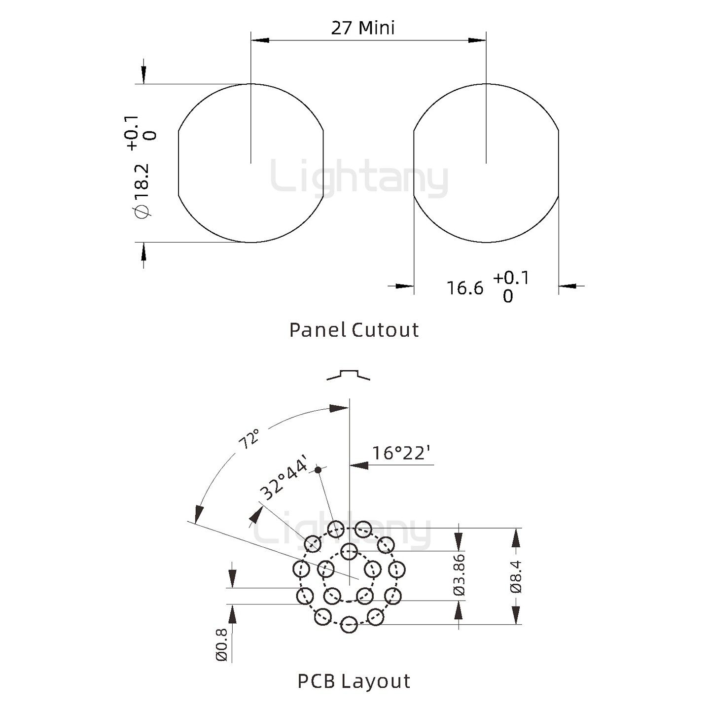 EEG.3B.016.CLN前螺母插座 PCB直插板