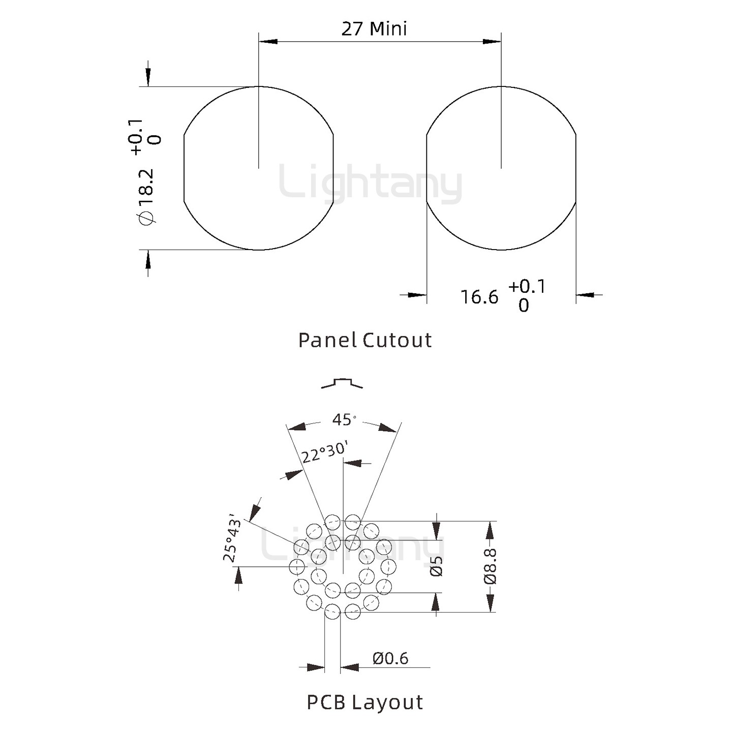 EEG.3B.022.CLN前螺母插座 PCB直插板