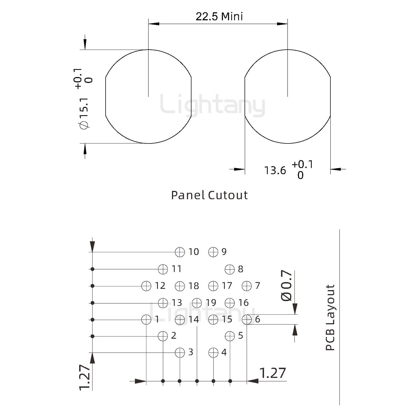 ECG.2B.019.CLV雙螺母插座 彎插板