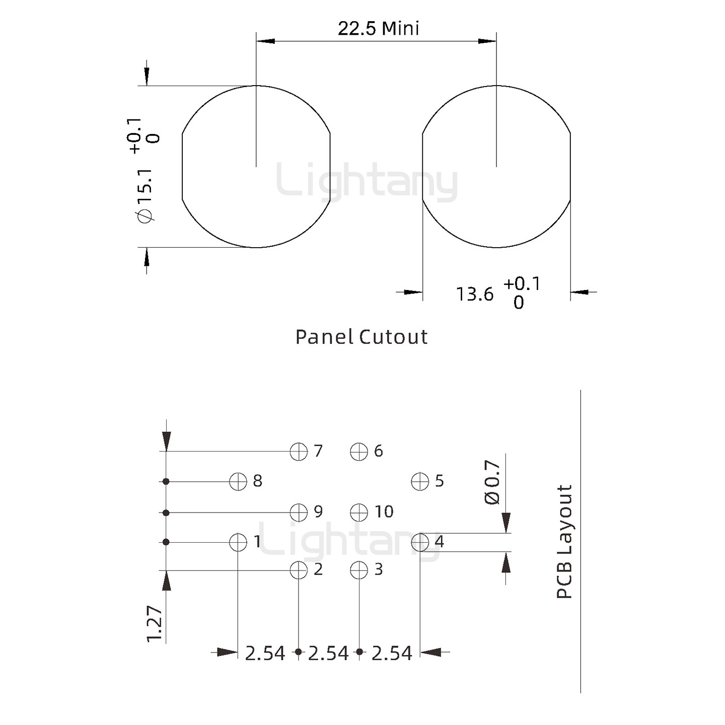 ECG.2B.010.CLV雙螺母插座 彎插板
