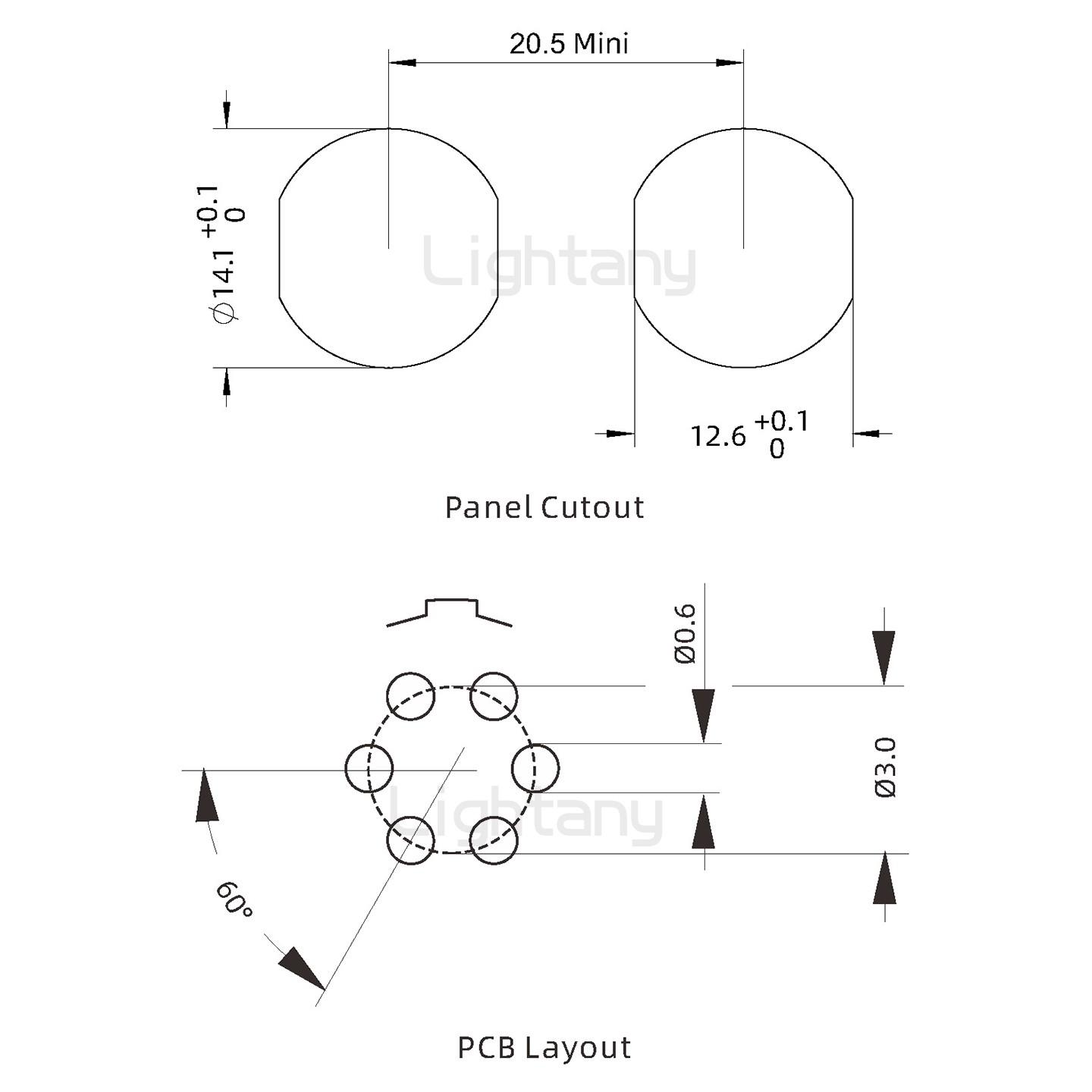 EEG.0K.006.CLN推拉自鎖前螺母插座 PCB直插板