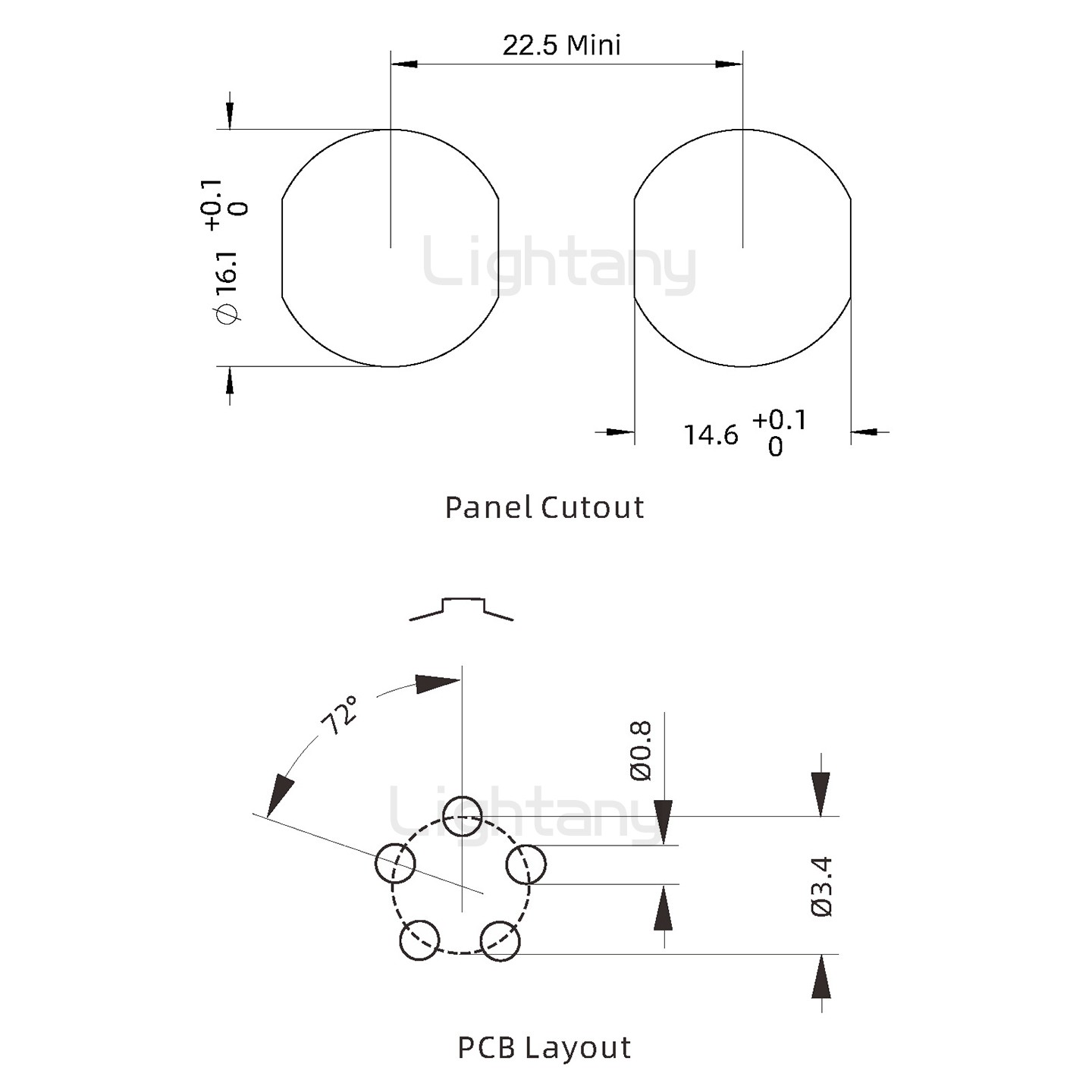 EEG.1K.005.CLN推拉自鎖前螺母插座 PCB直插板