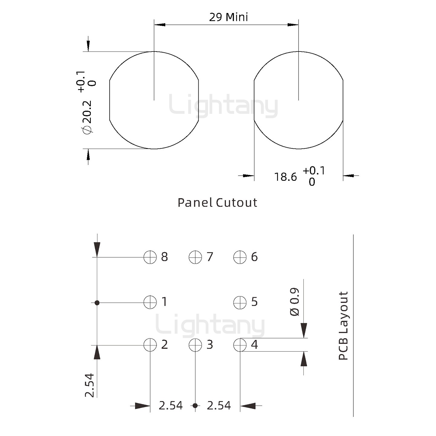 EEG.2K.008.CLV推拉自鎖前螺母插座 PCB彎插板