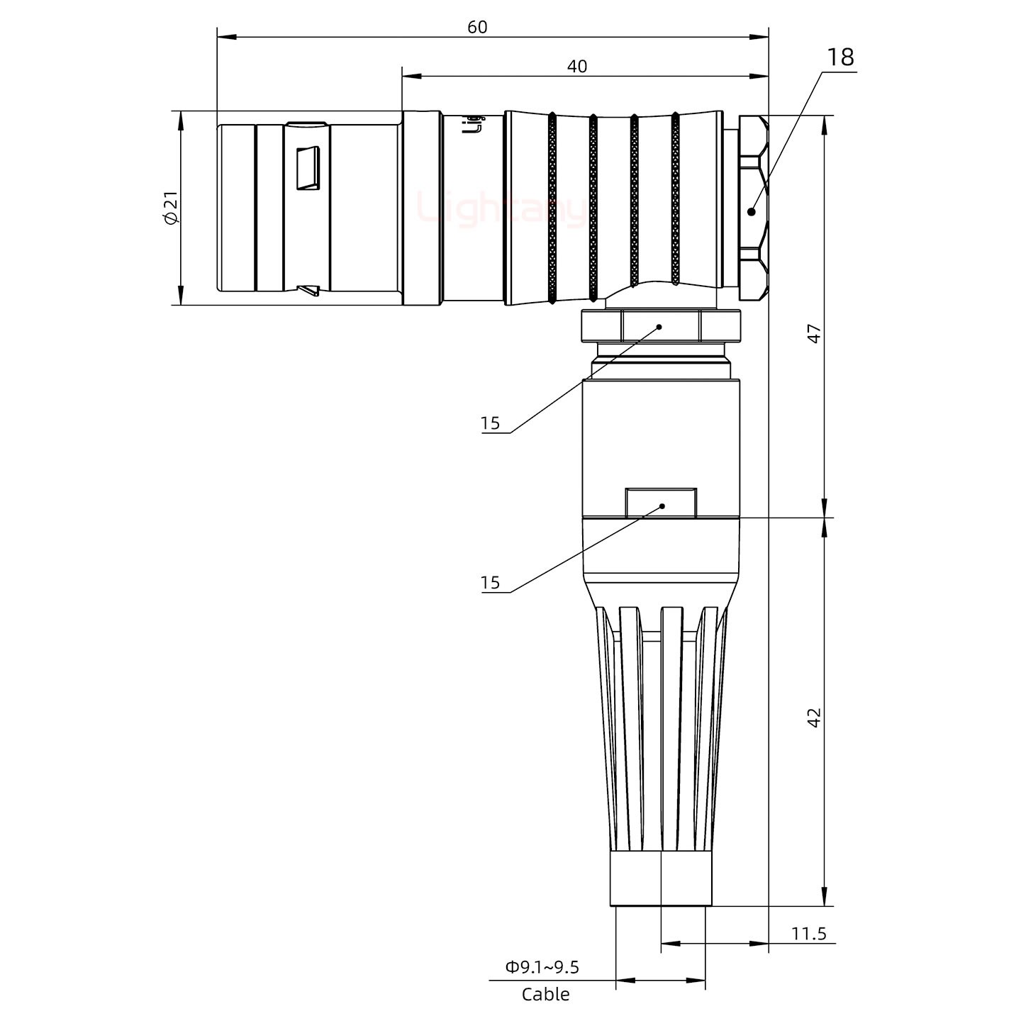 FHG.3K.014.CLAC95Z推拉自鎖帶護套彎式插頭