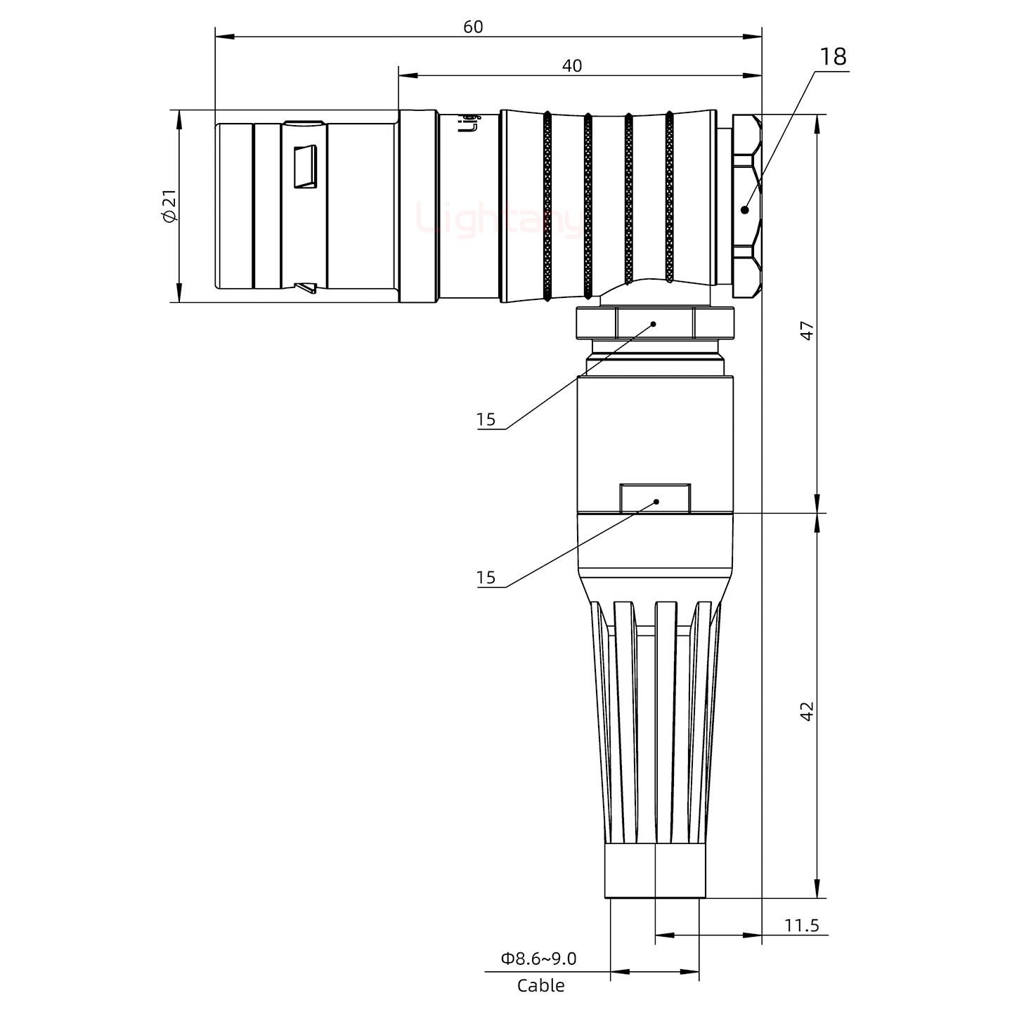 FHG.3K.018.CLAC90Z推拉自鎖帶護(hù)套彎式插頭