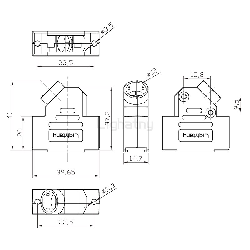 1679-15P-D-SUB金屬外殼-斜出線4~12mm