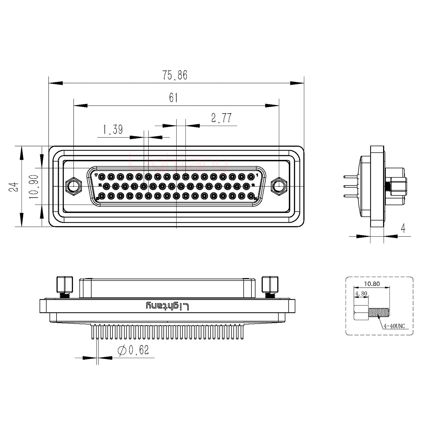 防水DP50 母 直插板 鎖螺絲 車針