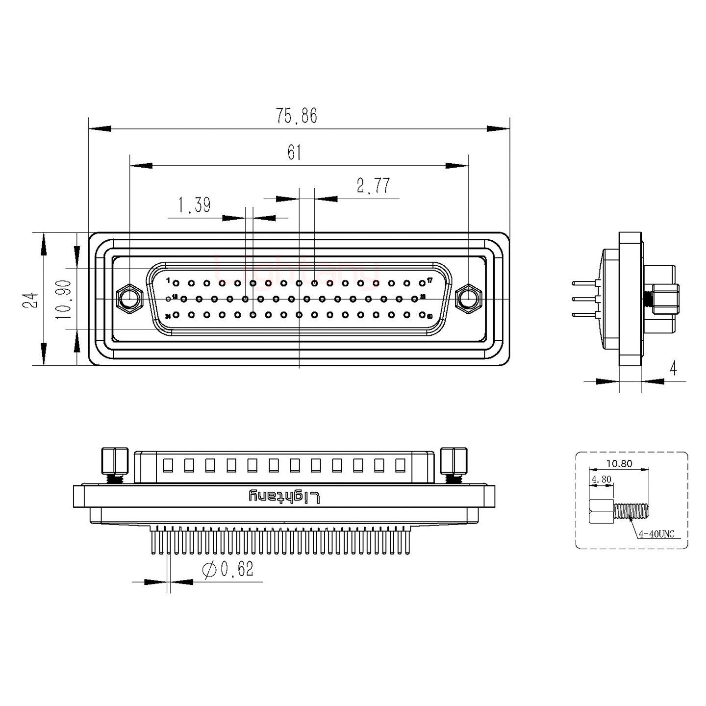 防水DP50 公 直插板 鎖螺絲 車針